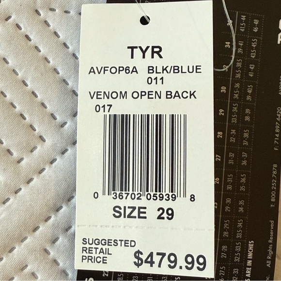 TYR Women's Avictor Venom Open Back Swimsuit Size Size 29 - Picture 4 of 9